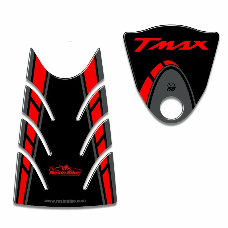 Kit Sportello Adesivi 3D compatibili con Yamaha TMAX 2008-2011 Nero-Rosso