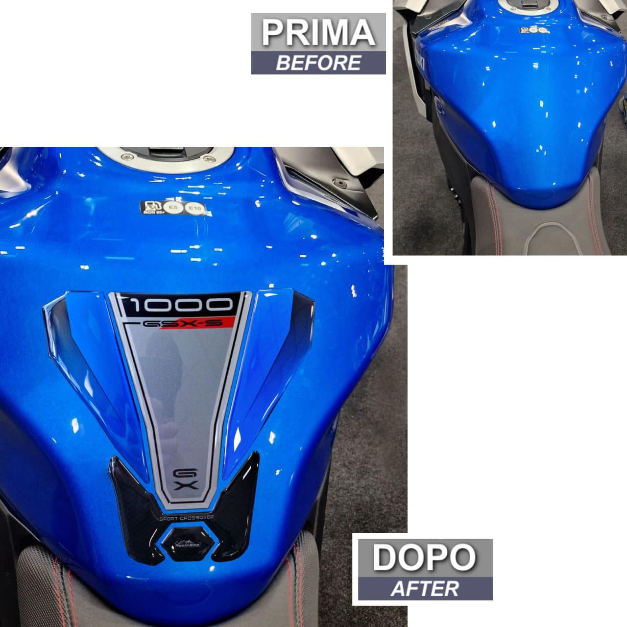 Paraserbatoio Adesivi 3D compatibili con Suzuki GSX-S1000GX 2024 Blue Protezione - immagine 3