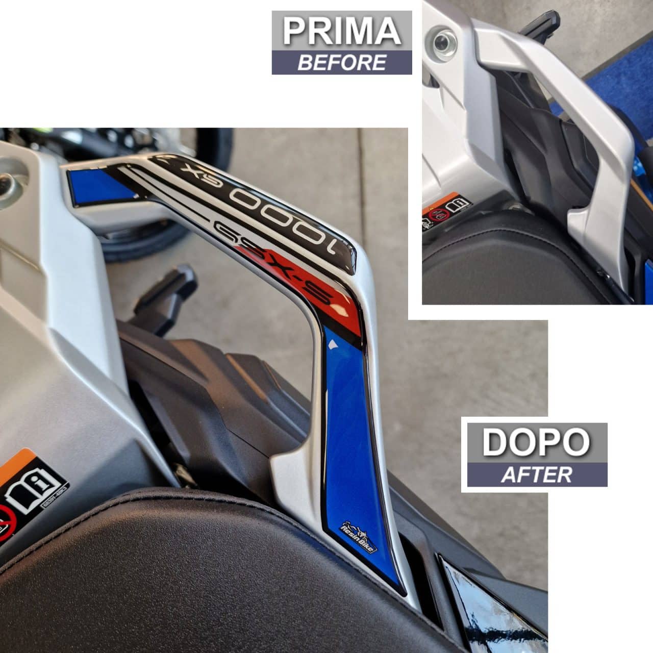 Stickers 3D compatible with Suzuki GSX-S1000GX 2024 Blue Rear Passenger Handles - Image 3