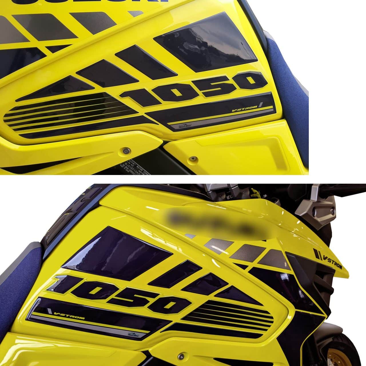 Kit Tank Basic Stickers 3D compatible with Suzuki V-Strom 1050 2020-2023 Yellow - Image 2