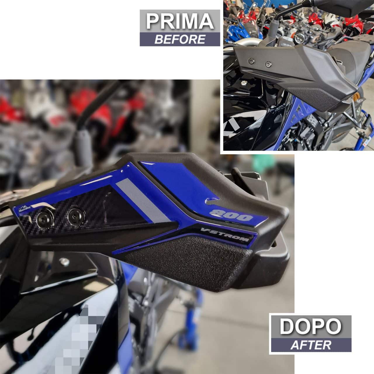 Adesivi Moto 3D compatibili con Suzuki V-Strom 800 DE 2023-2024 Nero Paramani - immagine 3