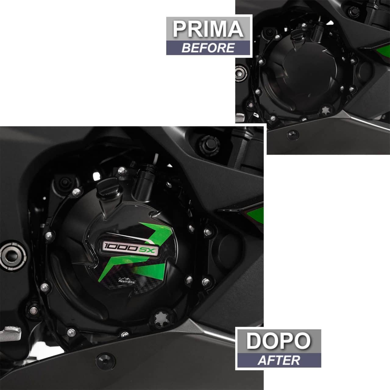 Adesivi 3D compatibili con Kawasaki Ninja 1000 SX 2024 Zona Carter Variatore - immagine 3