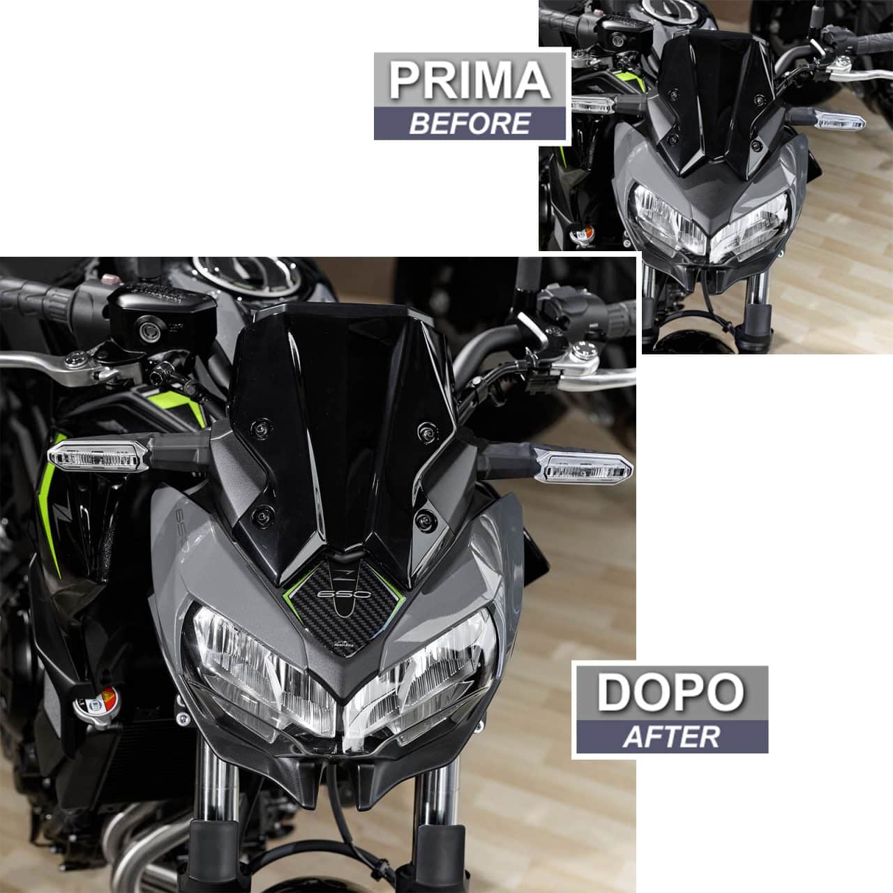 Autocollant Moto 3D compatibles avec Kawasaki Z 650 2024 Noir Protections Bulle – Image 3