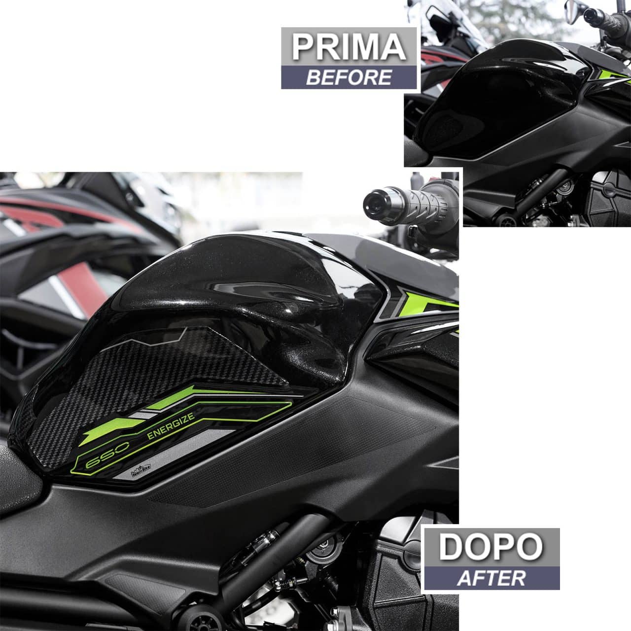 Motorcycle Stickers 3D compatible with Kawasaki Z 650 2024 Black Tank Side - Image 3