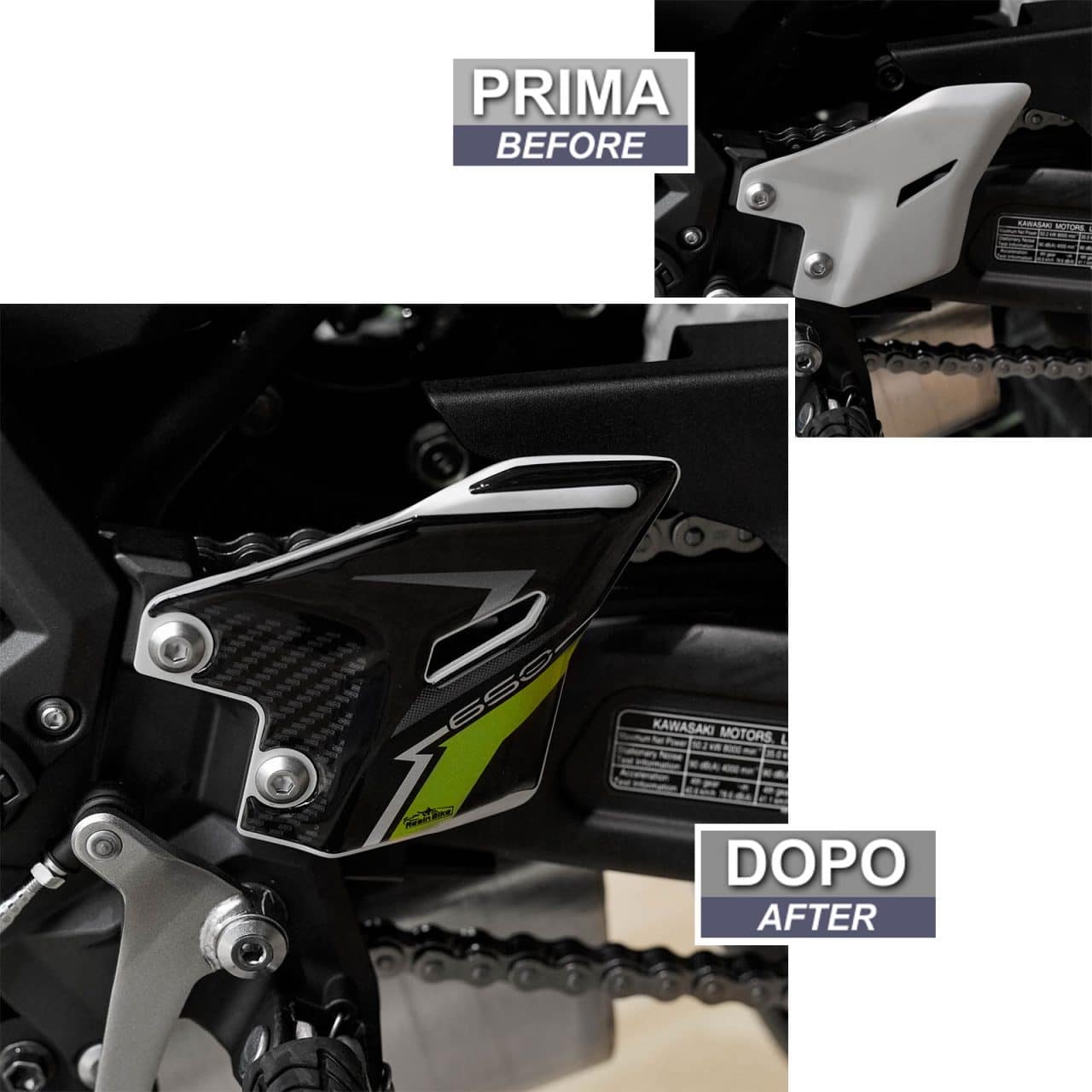 Autocollant Moto 3D compatibles avec Kawasaki Z 650 2024 Noir  Seuils de Porte – Image 3