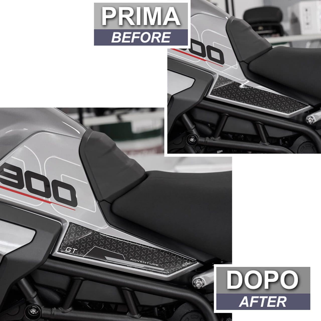 Adesivi 3D compatibili con Triumph Tiger 900 GT-GT Pro 2024 Laterali Serbatoio - immagine 3