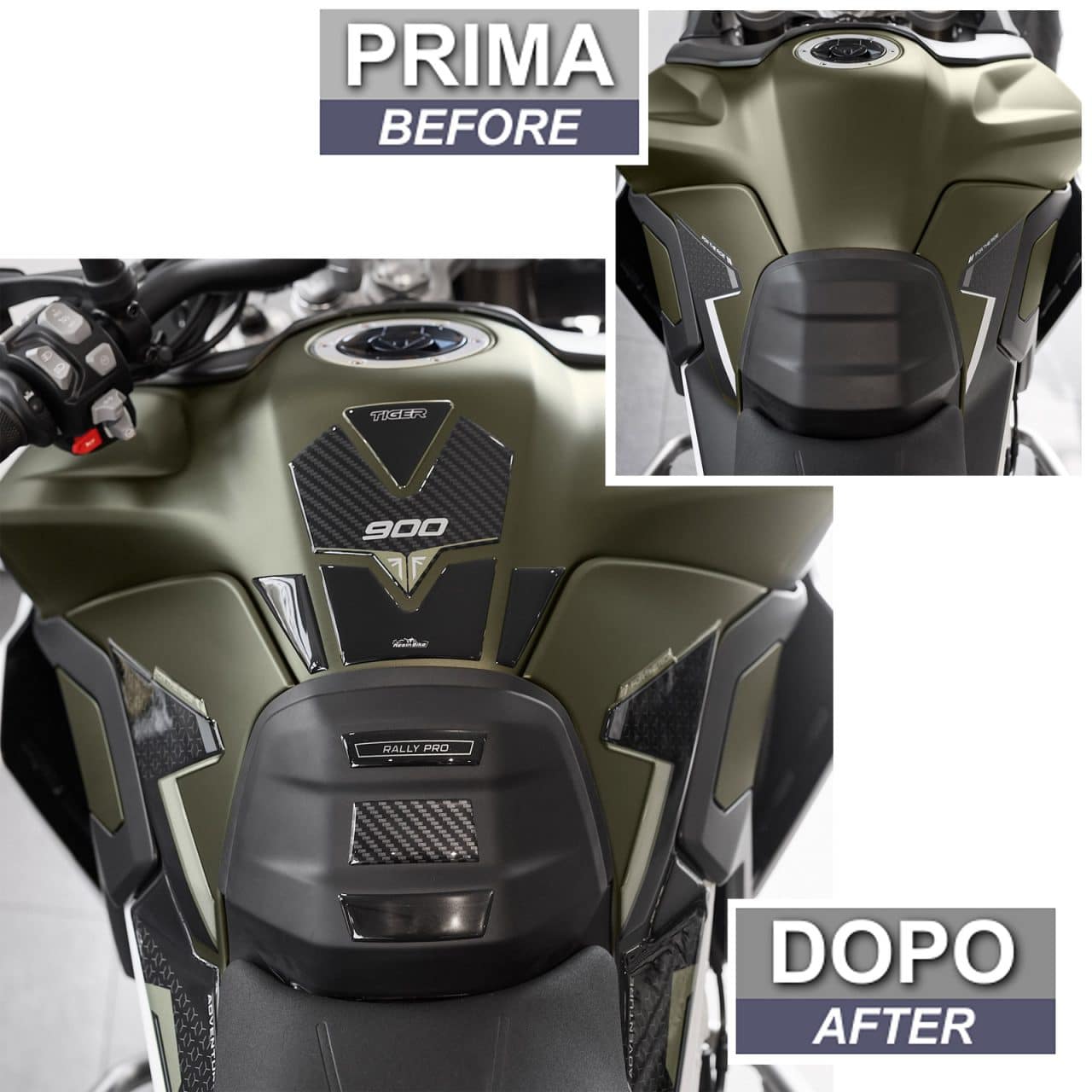 Paraserbatoio Adesivi 3D compatibili con Triumph Tiger 900 Rally Pro 2024 - immagine 3