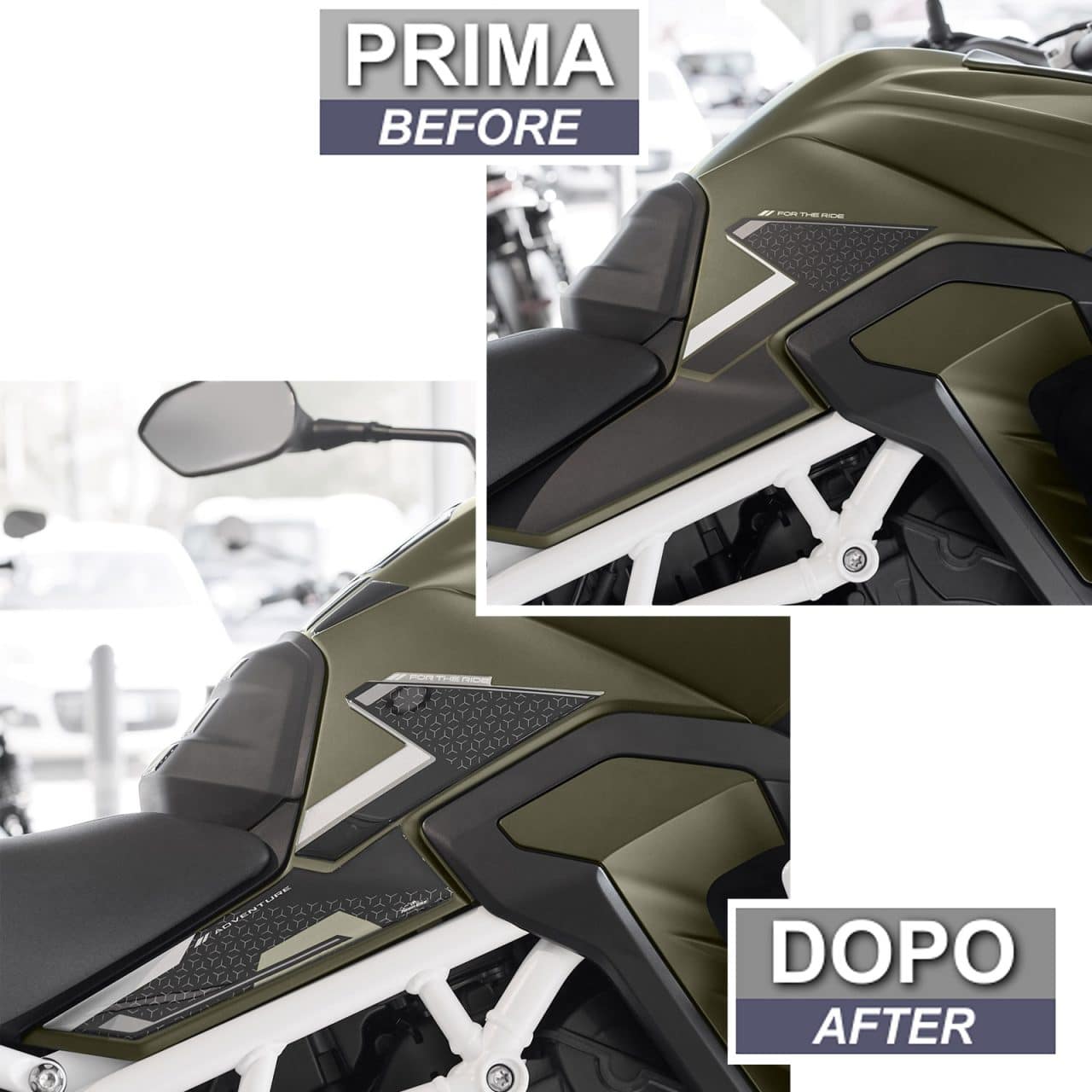 Adesivi 3D compatibili con Triumph Tiger 900 Rally Pro 2024 Laterali Serbatoio - immagine 3