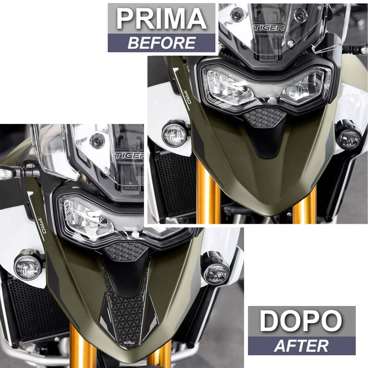 Adesivi 3D compatibili con Triumph Tiger 900 Rally Pro 2024 Protezione Puntale - immagine 3