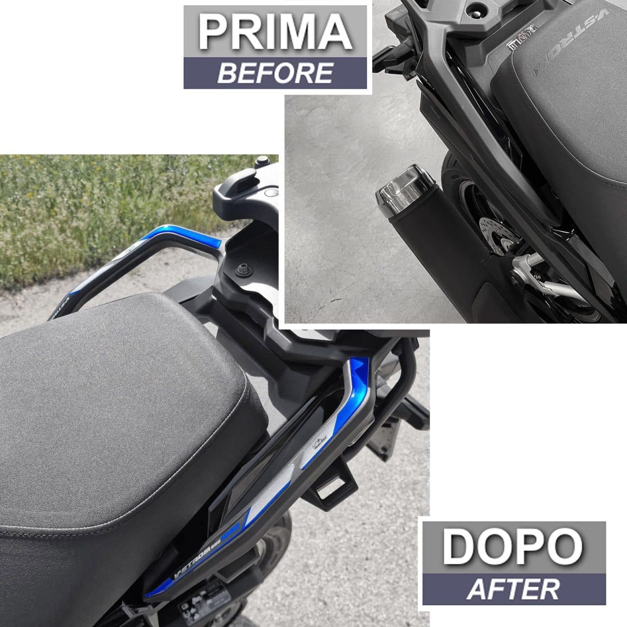 Adesivi 3D compatibili con Suzuki V-Strom 800 SE 2023-2024 Blu Maniglie - immagine 3