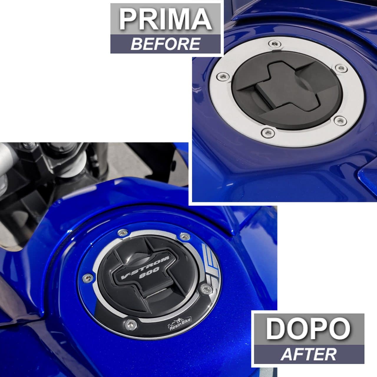 Adesivi 3D compatibili con Suzuki V-Strom 800 SE 2023-2024 Blu Tappo Serbatoio - immagine 3