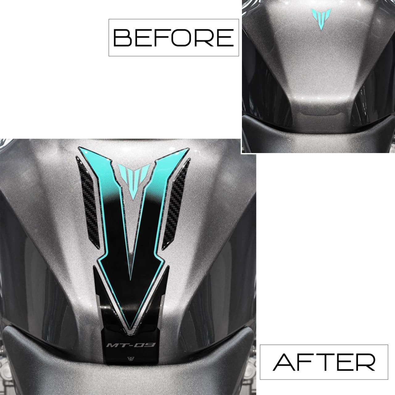 Motorcycle Stickers 3D compatible with Yamaha MT-09 2024 Midnight Cyan Tank Pad - Image 3