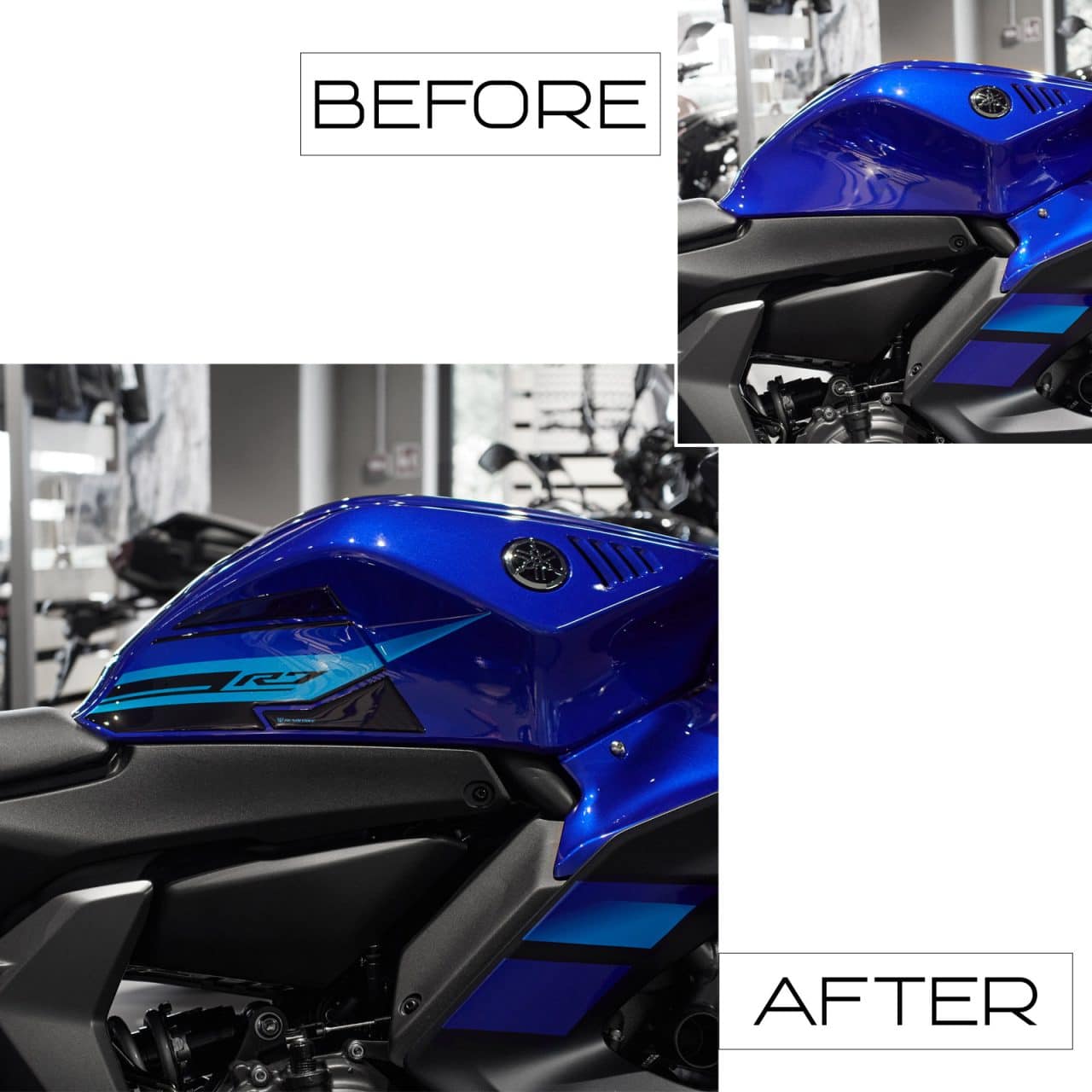 Autocollant Moto compatibles avec Yamaha R7 2021-2024 Blue Reservoir Lateral – Image 3