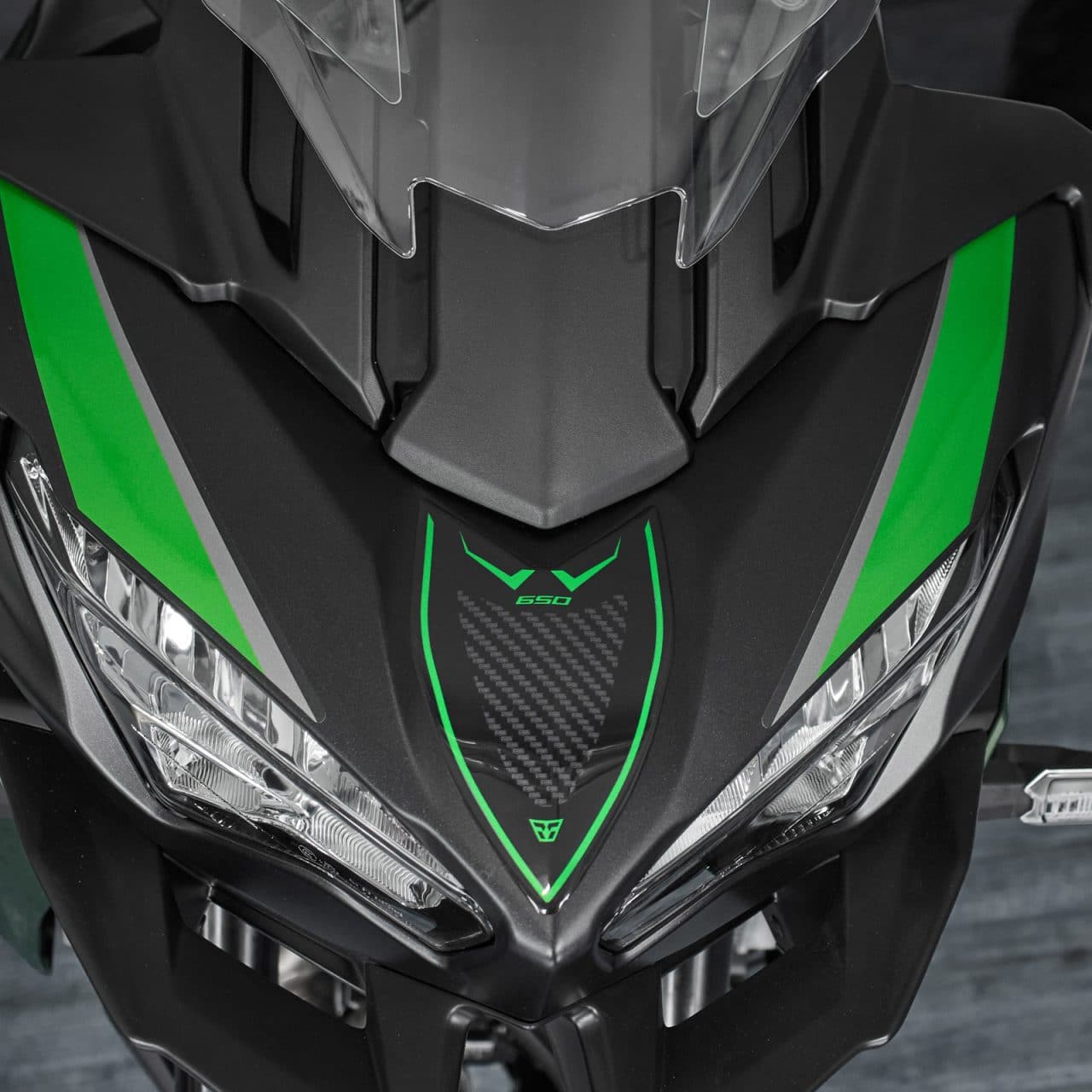 Autocollant 3D compatibles avec Kawasaki Versys 650 2024 Vert Protections Bulle