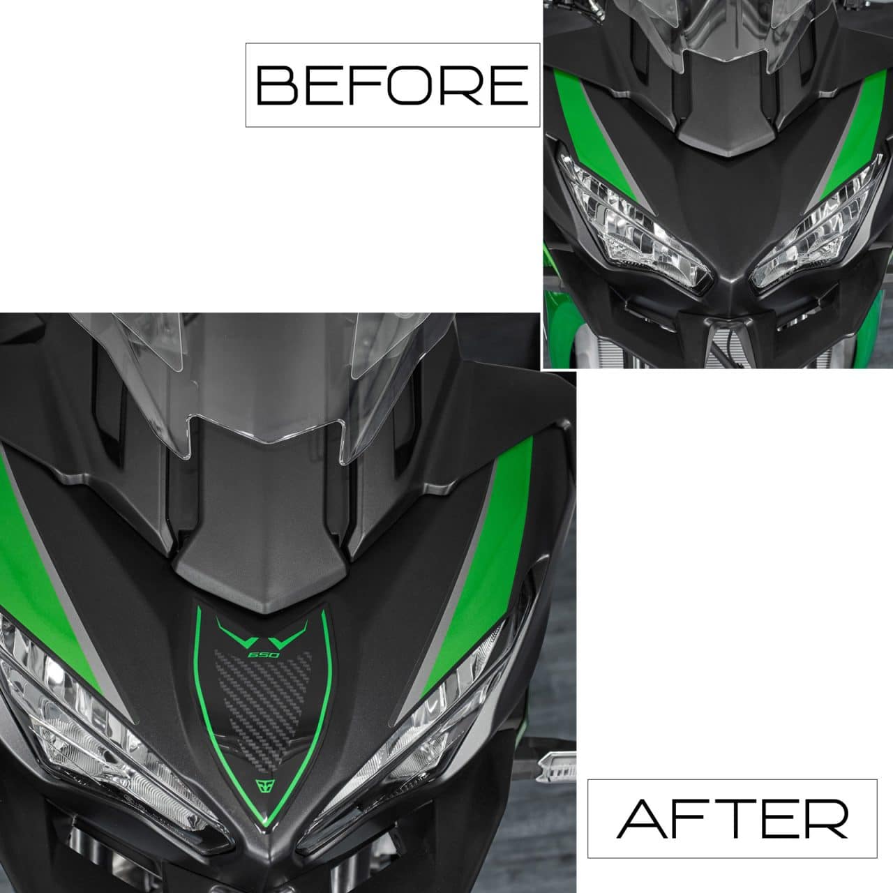 Motorcycle Stickers 3D compatible with Kawasaki Versys 650 2024 Green Windshield - Image 3