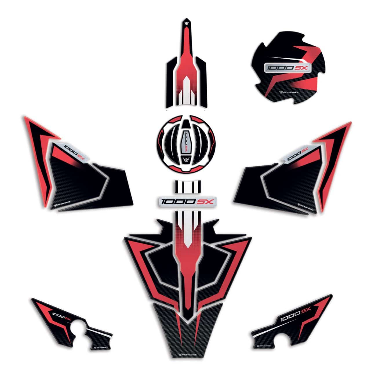 Kit Full Motorcycle Stickers 3D compatible with Kawasaki Ninja 1000 SX 2024 Red