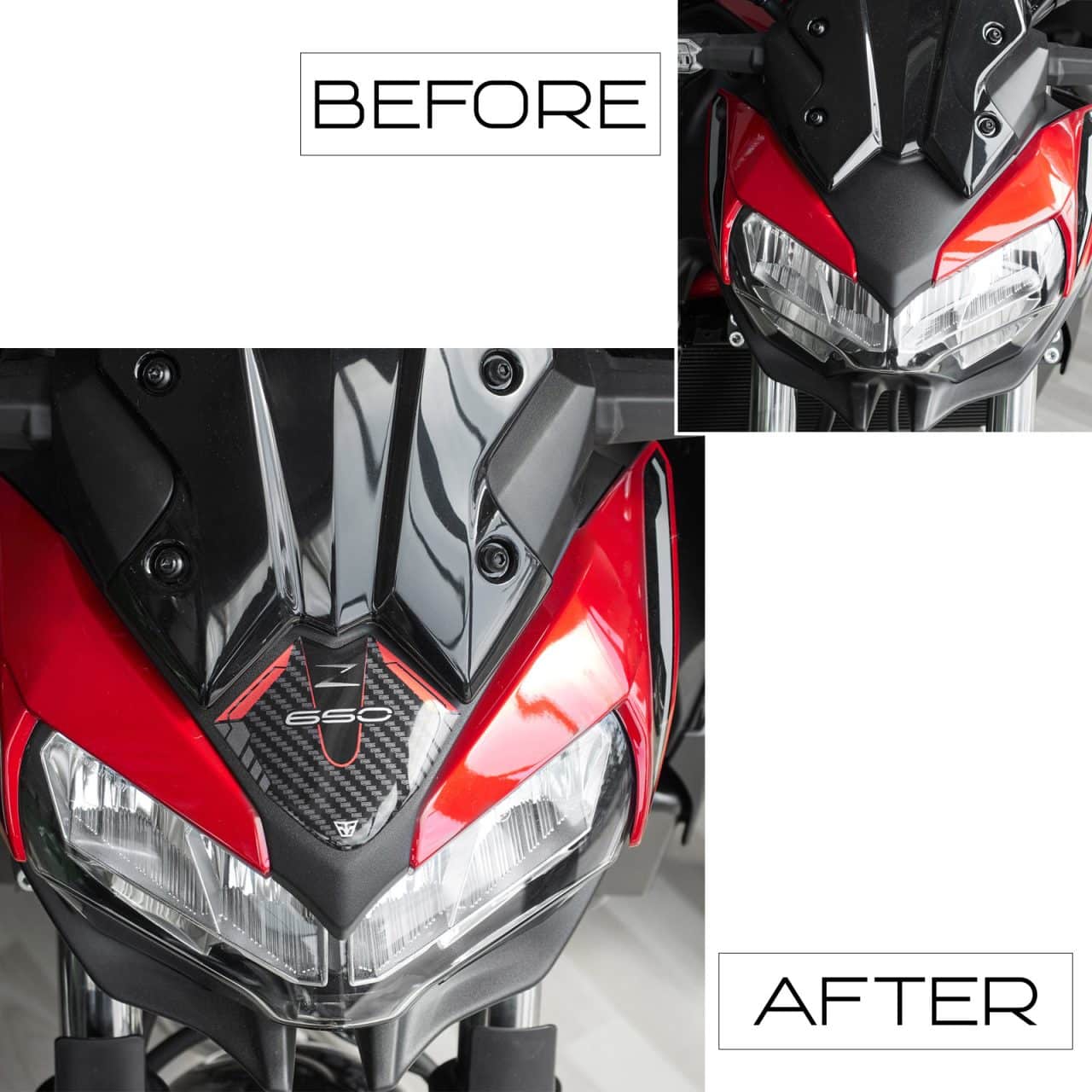 Motorcycle Stickers 3D compatible with Kawasaki Z650 2024 Red-Ebony Windshield - Image 3