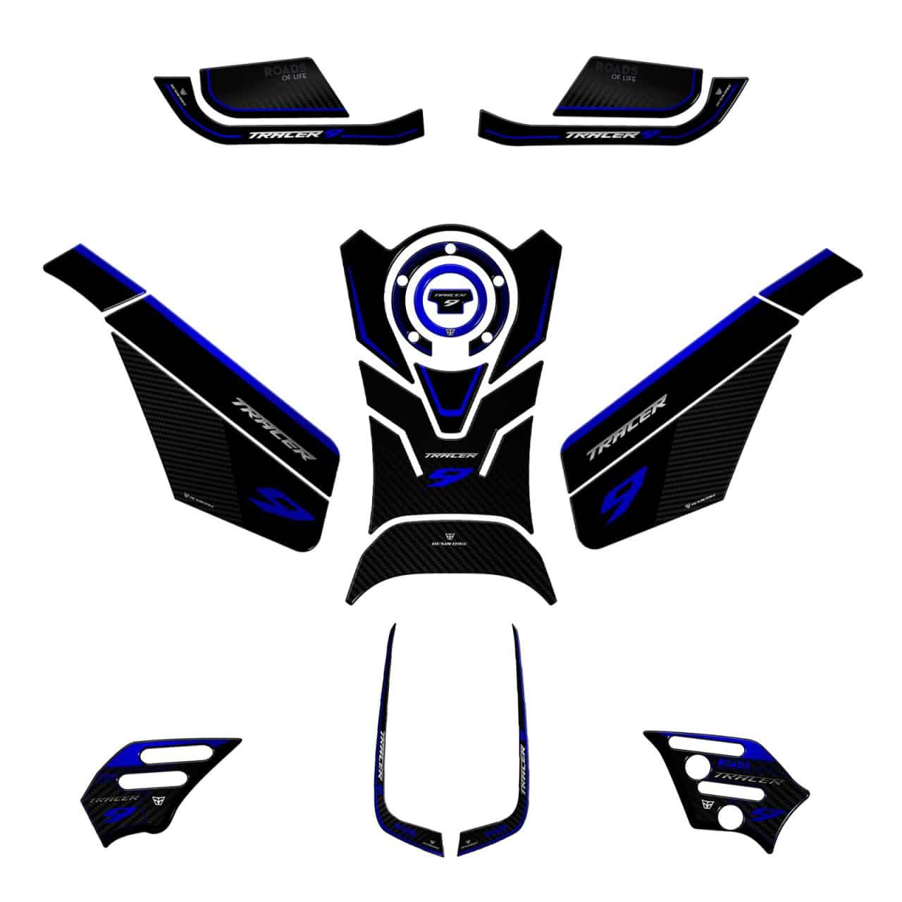 Kit Tank Full Stickers 3D compatible with Yamaha Tracer 9 - 9GT 2021-2024 Blue