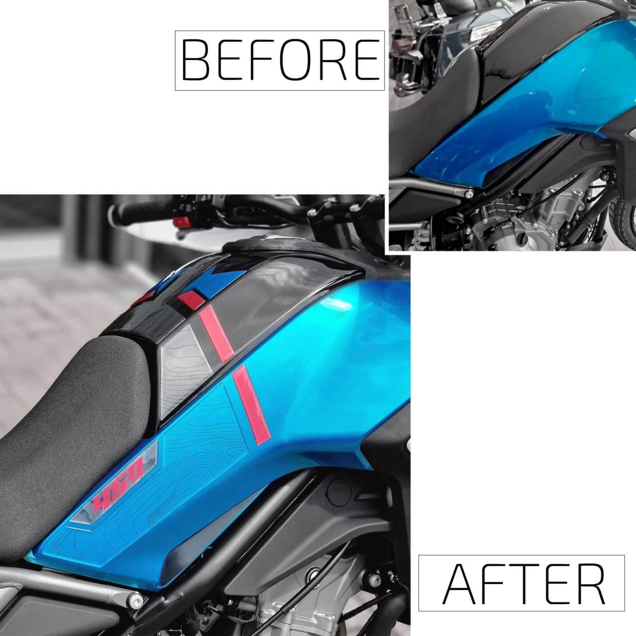 Motorcycle Stickers 3D compatible with CF MOTO 450 MT 2024 Zephyr Blue Tank Side - Image 3