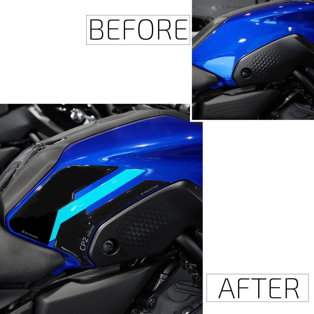 Motorcycle Stickers 3D compatible with Yamaha Mt 07 2024 Icon Blue Tank Side - Image 3