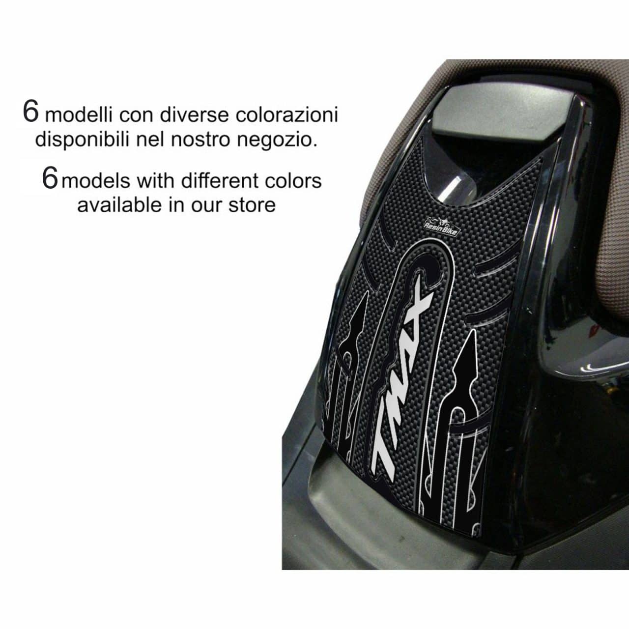 Adesivi 3D compatibili con Yamaha TMAX 2008-2016 Sportello Carbonio-Argento - immagine 2