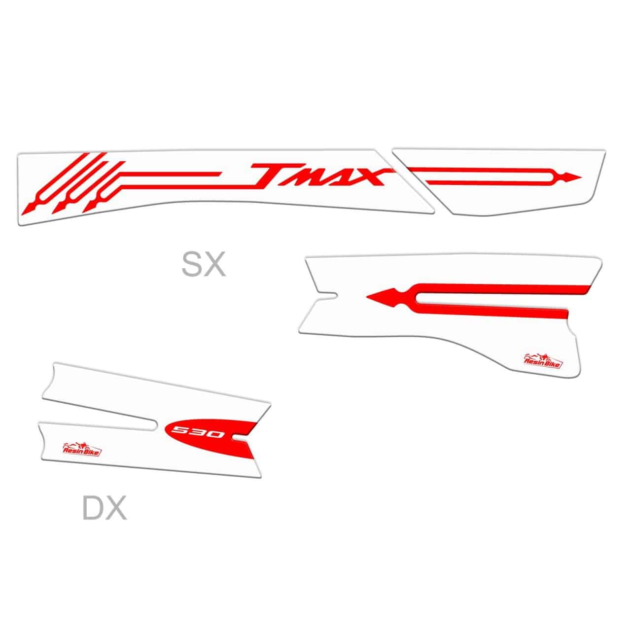 Stickers 3D compatible with Yamaha TMAX 530 2012-2016 Fork White-Red