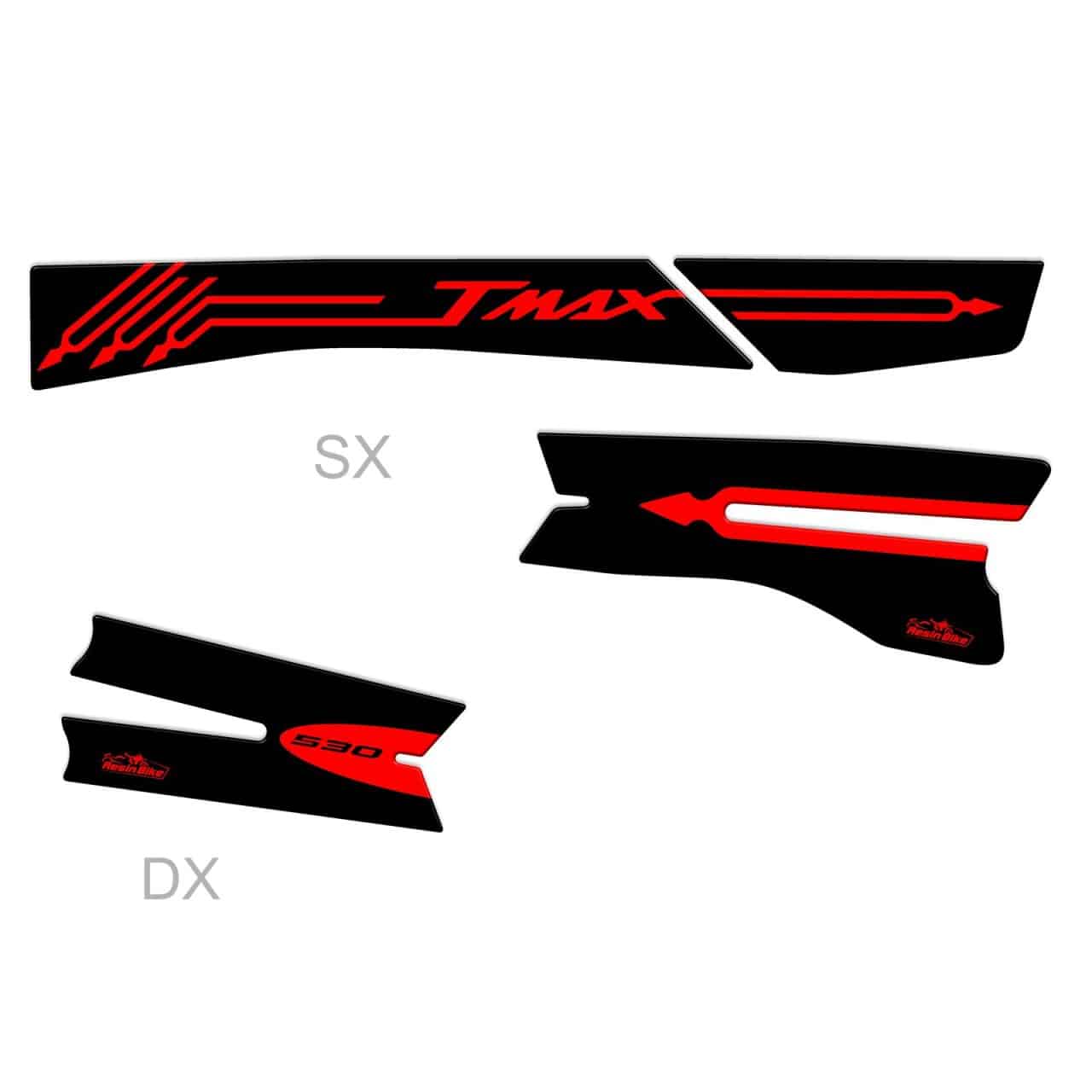 Stickers 3D compatible with Yamaha TMAX 530 2012-2016 Fork Black-Red