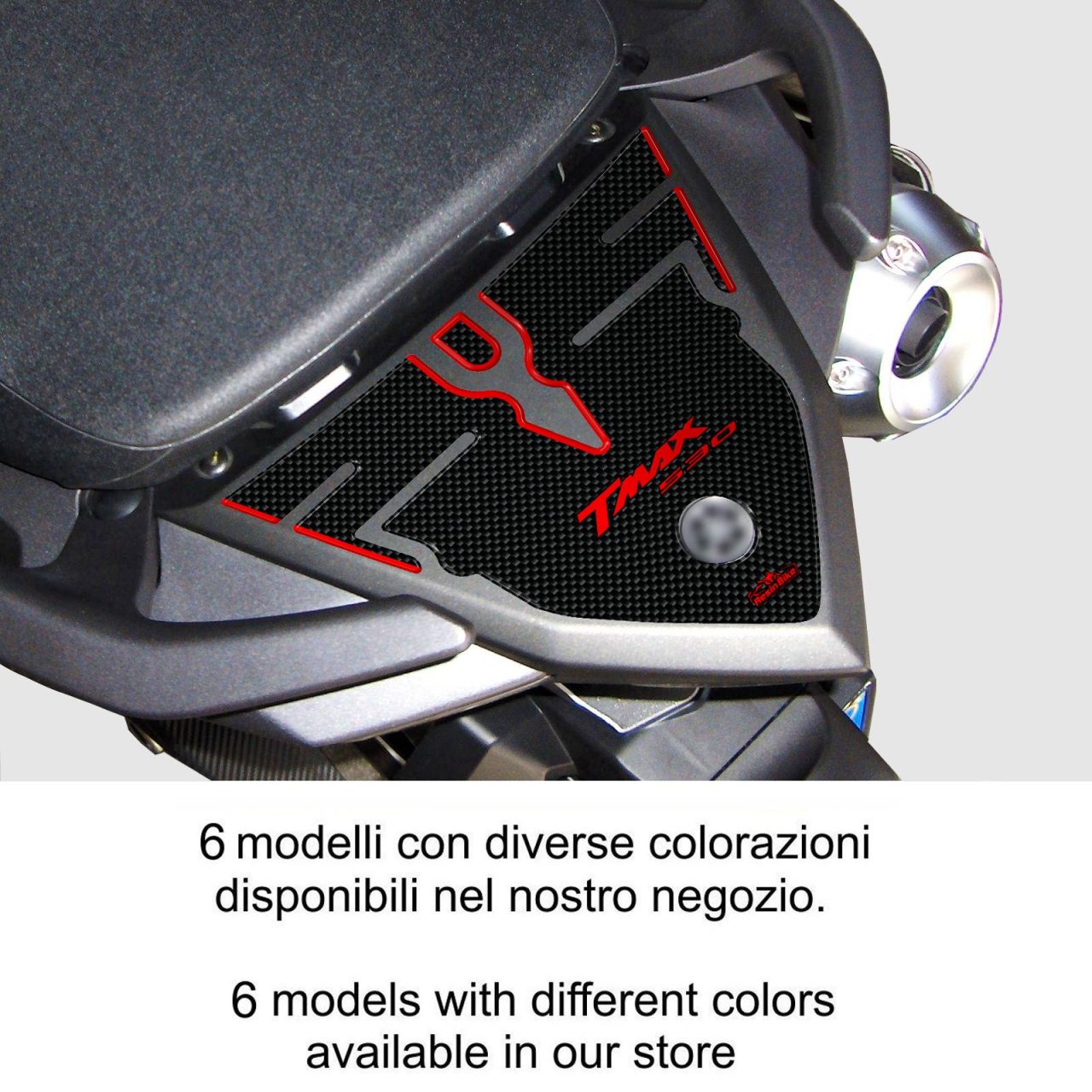 Autocollant 3D compatibles avec Yamaha TMAX 530 2012-2016 Dosseret Noir-Rouge – Image 2