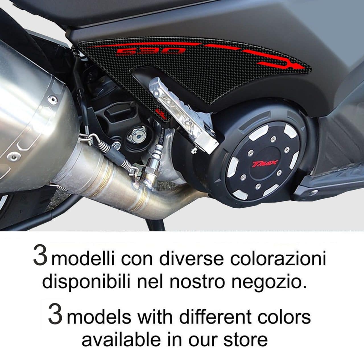 Adesivi 3D compatibili con Yamaha TMAX 530 2012-2016 Posteriori Rosso - immagine 2