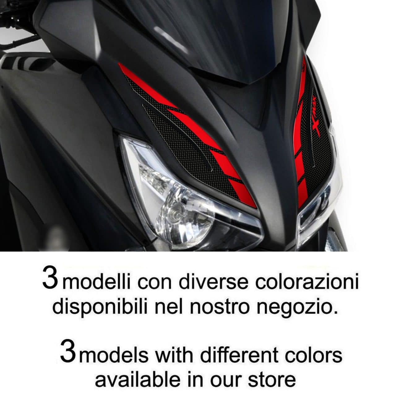 Adesivi 3D compatibili con Yamaha XMAX 400 2013 2016 Frontali Carbonio - immagine 2