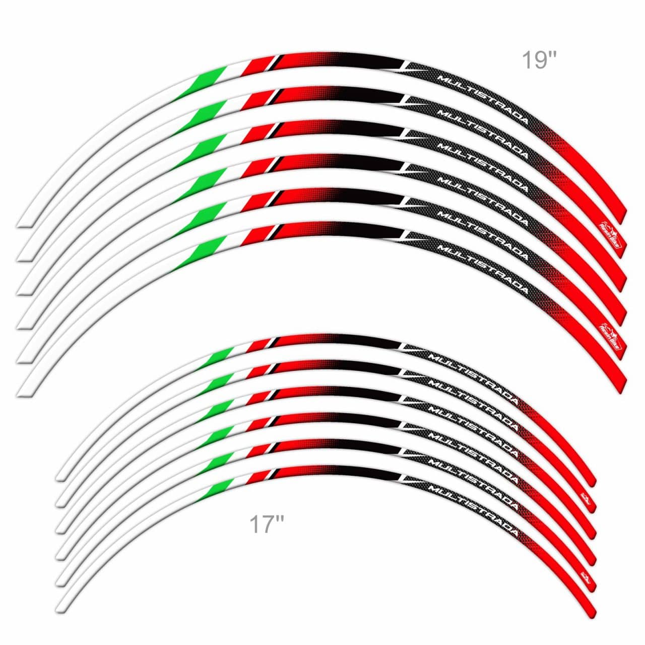 Adesivi 3D compatibili con Ducati Multistrada 950 2018 2022 Cerchi 17" e 19" - immagine 2