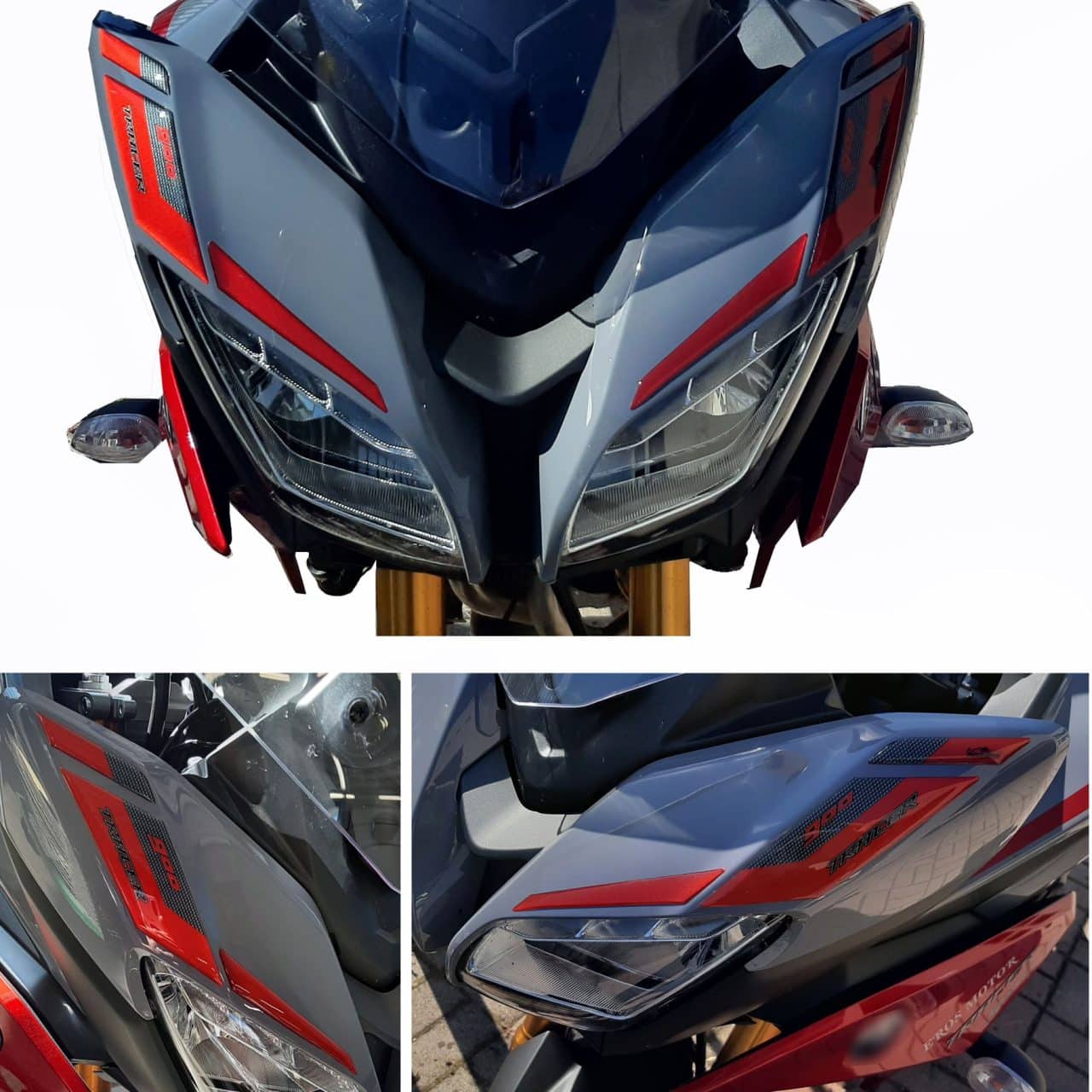 Autocollant 3D compatibles avec Yamaha Tracer 900 2018-2020 Frontale Rouge – Image 3