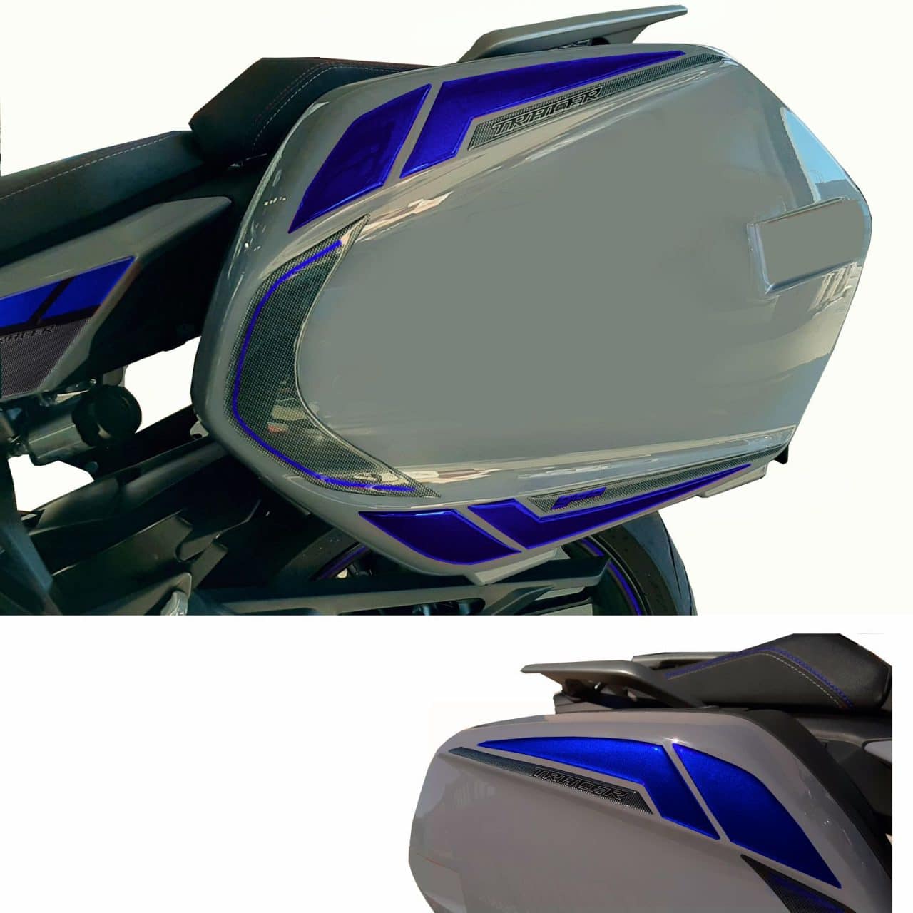 Autocollant 3D compatibles avec Yamaha Tracer 900 2018-2020 Valises Bleu – Image 2