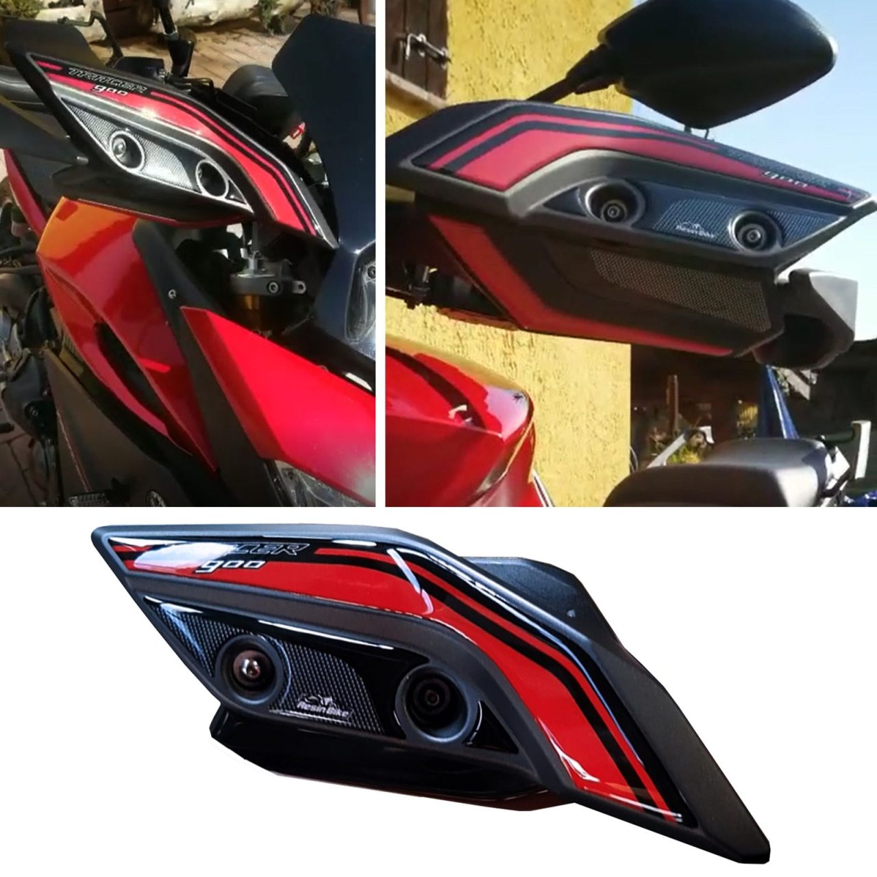 Autocollant 3D compatibles avec Yamaha Tracer 900 2015-2017 Protège-Mains Rouge – Image 2