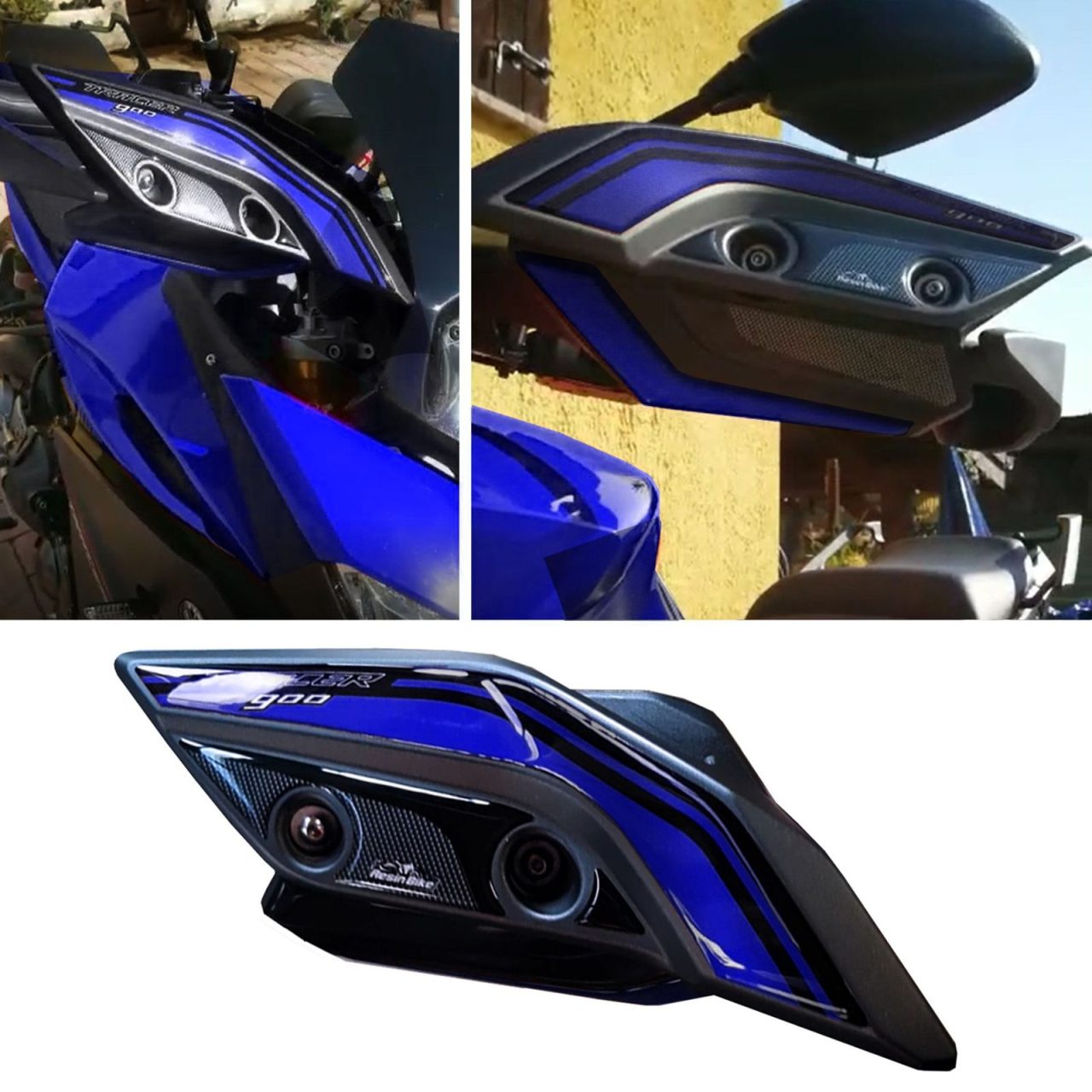 Autocollant 3D compatibles avec Yamaha Tracer 900 2015-2017 Protège-Mains Bleu – Image 2