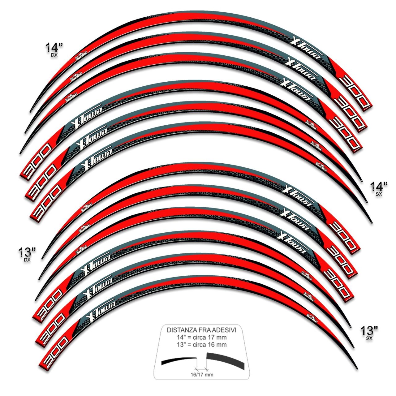 Adhesivos 3D de Moto compatibles con Kymco X-TOWN 300i 2020 Rines 17" et 19"