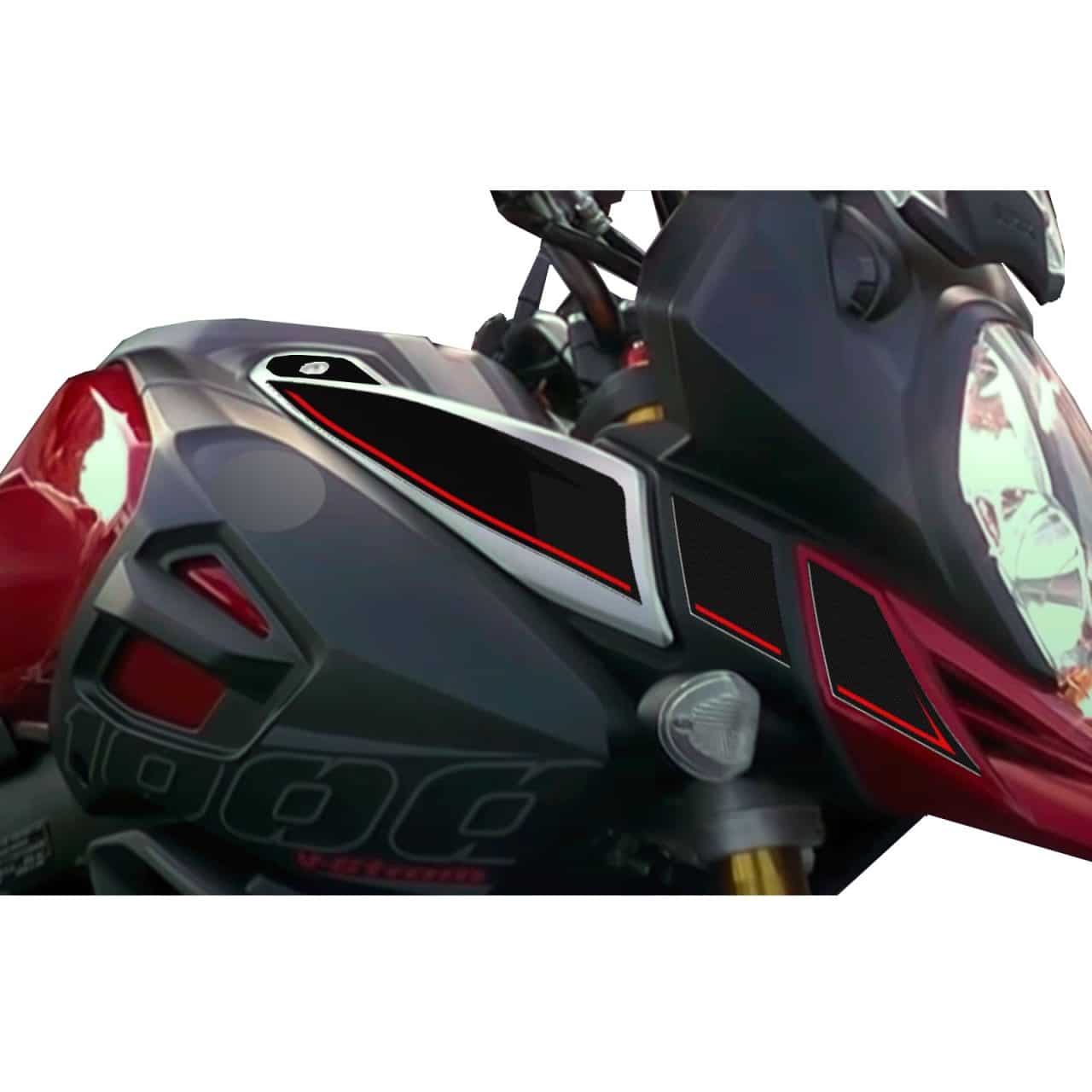 Adesivi 3D compatibili con Suzuki V-Strom 1000 2014-2017 Laterali Serbatoio Nero - immagine 2