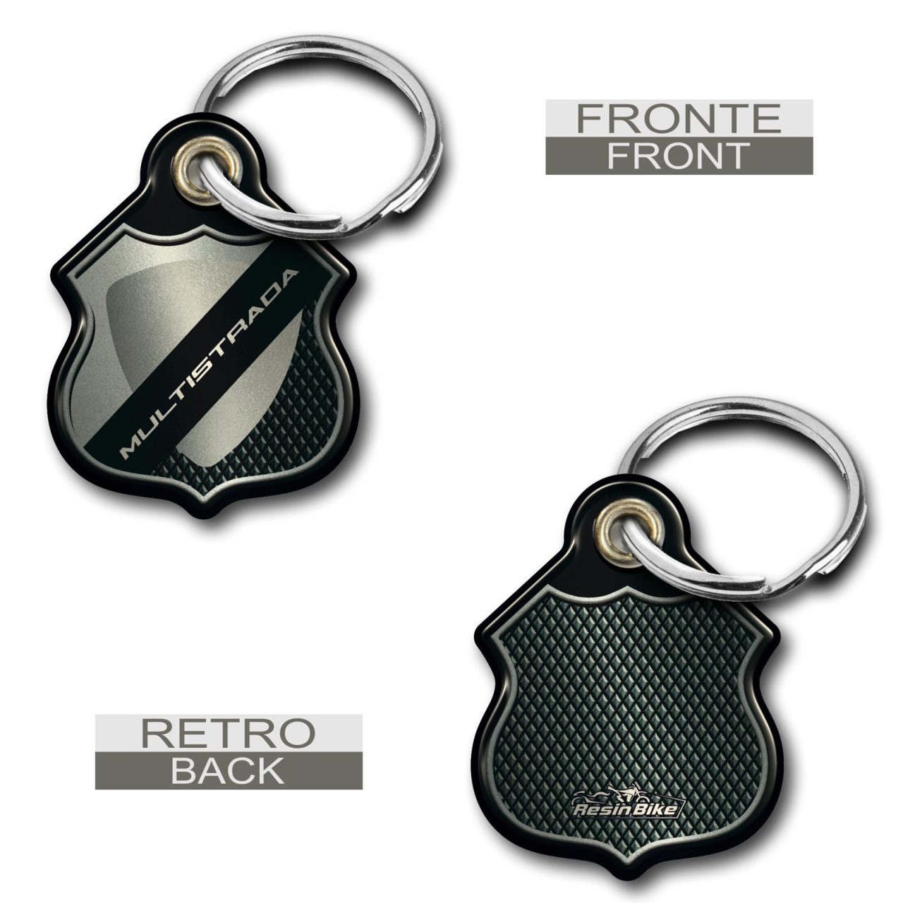 Keyring 3D compatible with Ducati Multistrada - Silver - Image 2