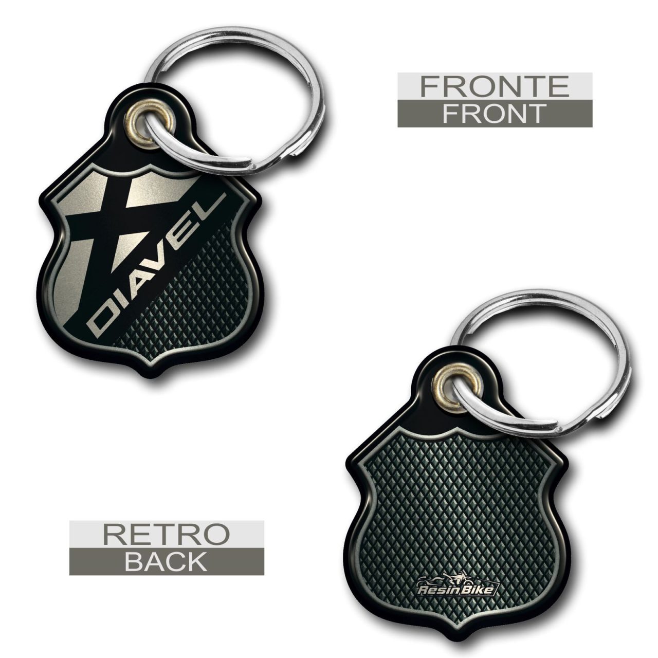 Keyring 3D compatible with Ducati Diavel - Silver - Image 2