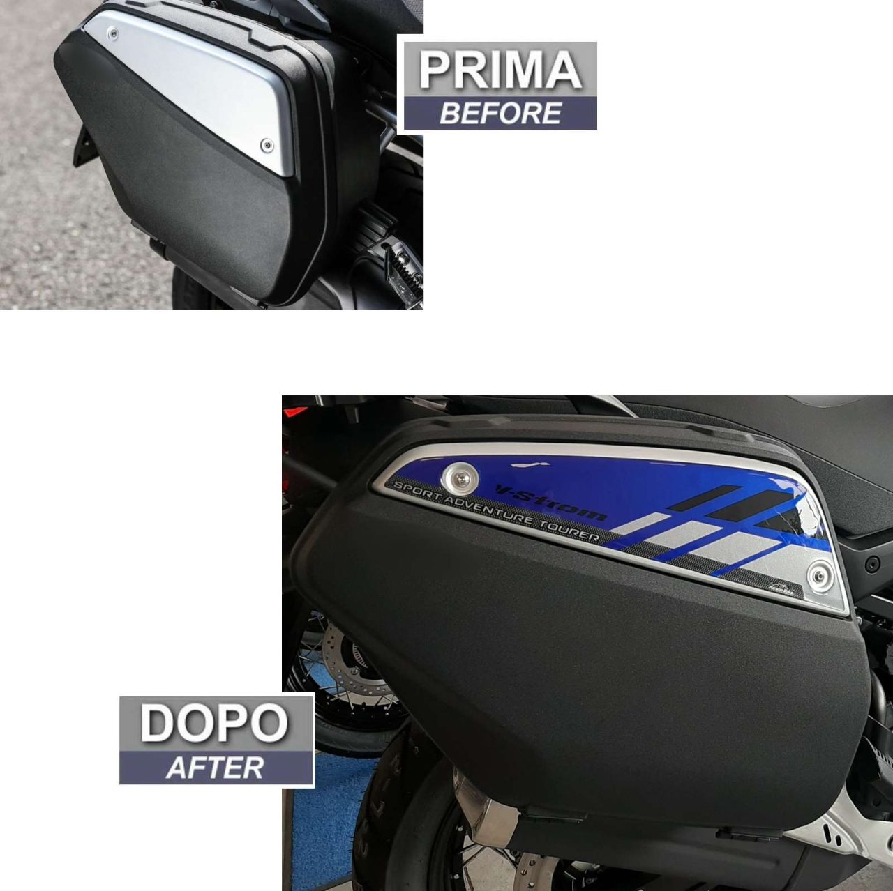 Adesivi 3D compatibili con Suzuki V-strom 650 26-29 Protezione Valigie Borse Blu - immagine 3