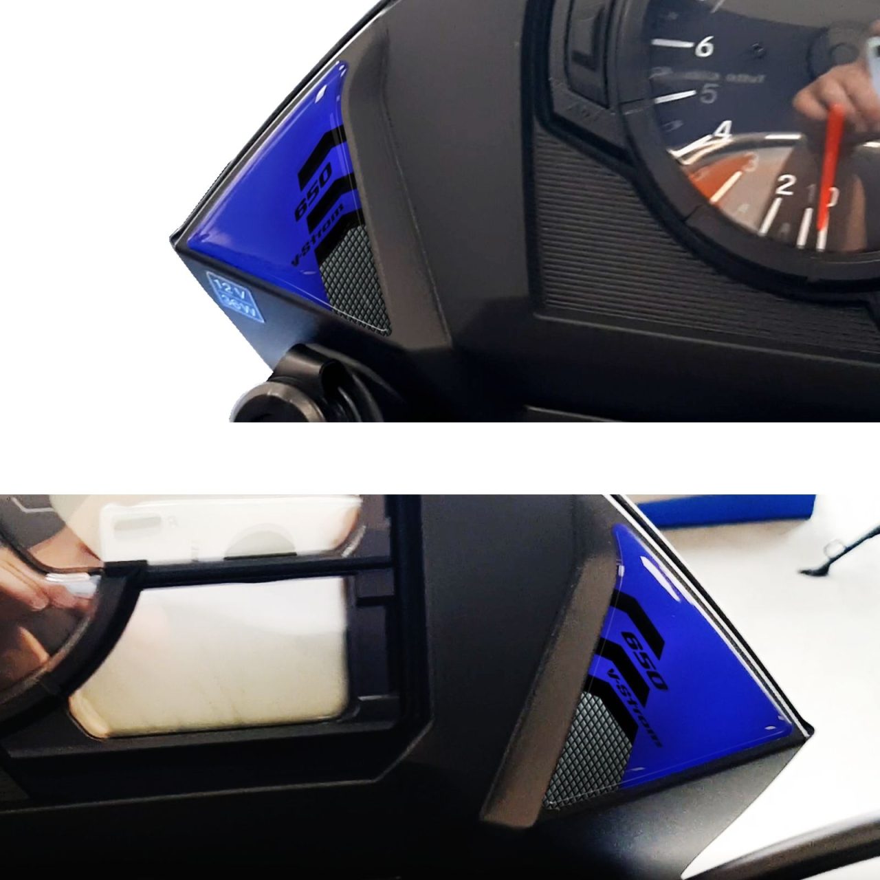 Adhesivos 3D compatible con Suzuki V-strom 650 2017-2023 Azul Protección Central