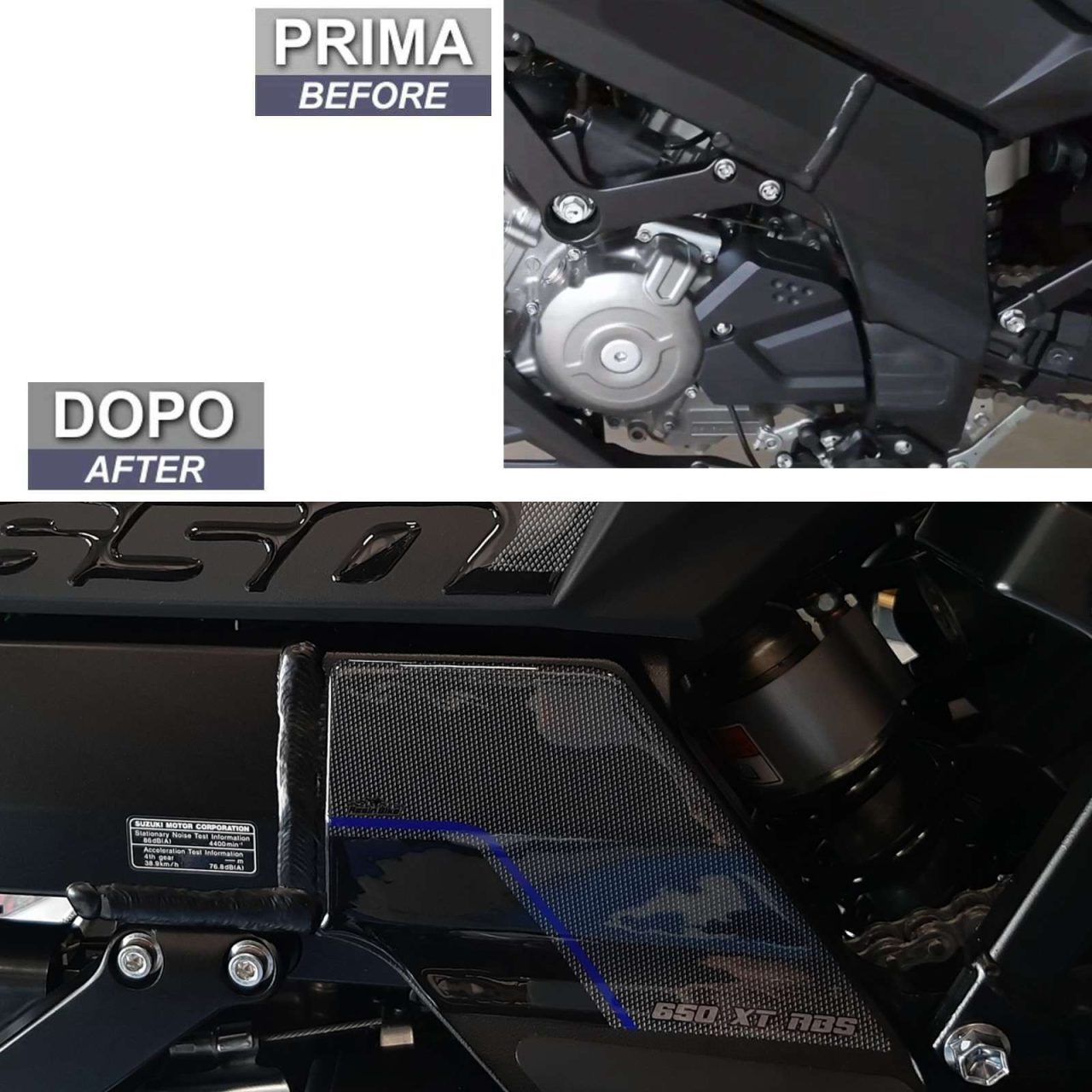 Adesivi 3D compatibili con Suzuki V-strom 650 2017-2023 XT Protezioni Lati Sella - immagine 3