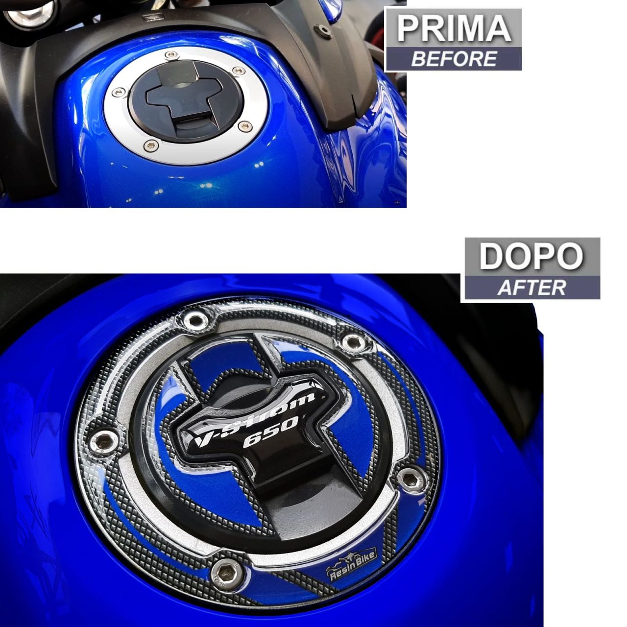 Adesivi 3D compatibili con Suzuki V-strom 650 2017-2023 Blu XT Tappo Serbatoio - immagine 3