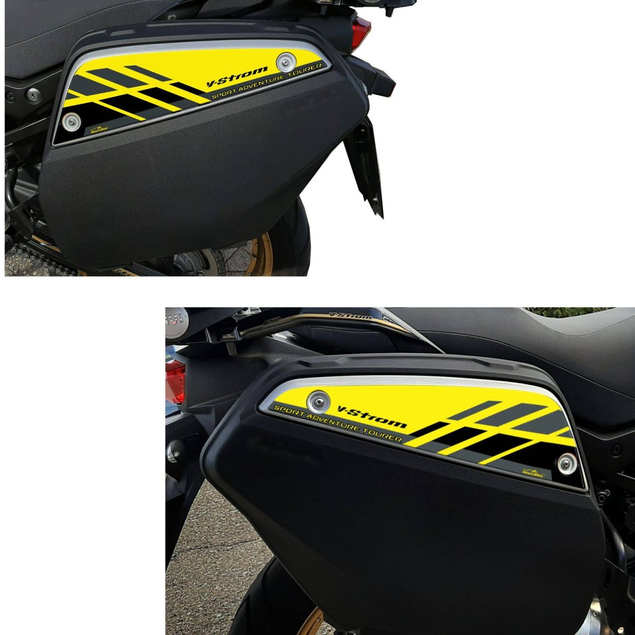 Adesivi 3D compatibili con Suzuki V-strom 650 26-29 Valigie Borse Giallo