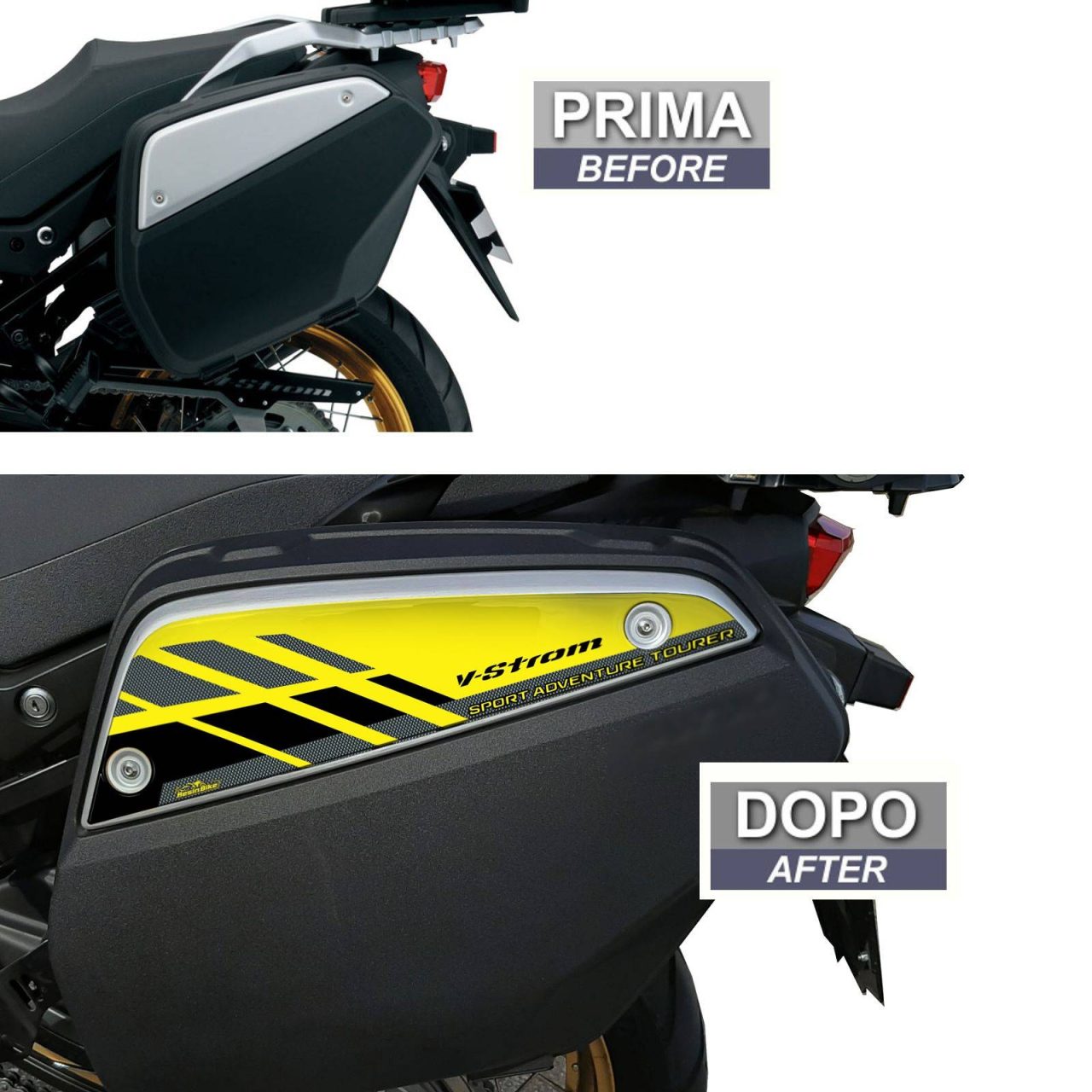 Autocollant 3D compatibles avec Suzuki V-strom 650 26-29 Protections Valises Jaune – Image 3