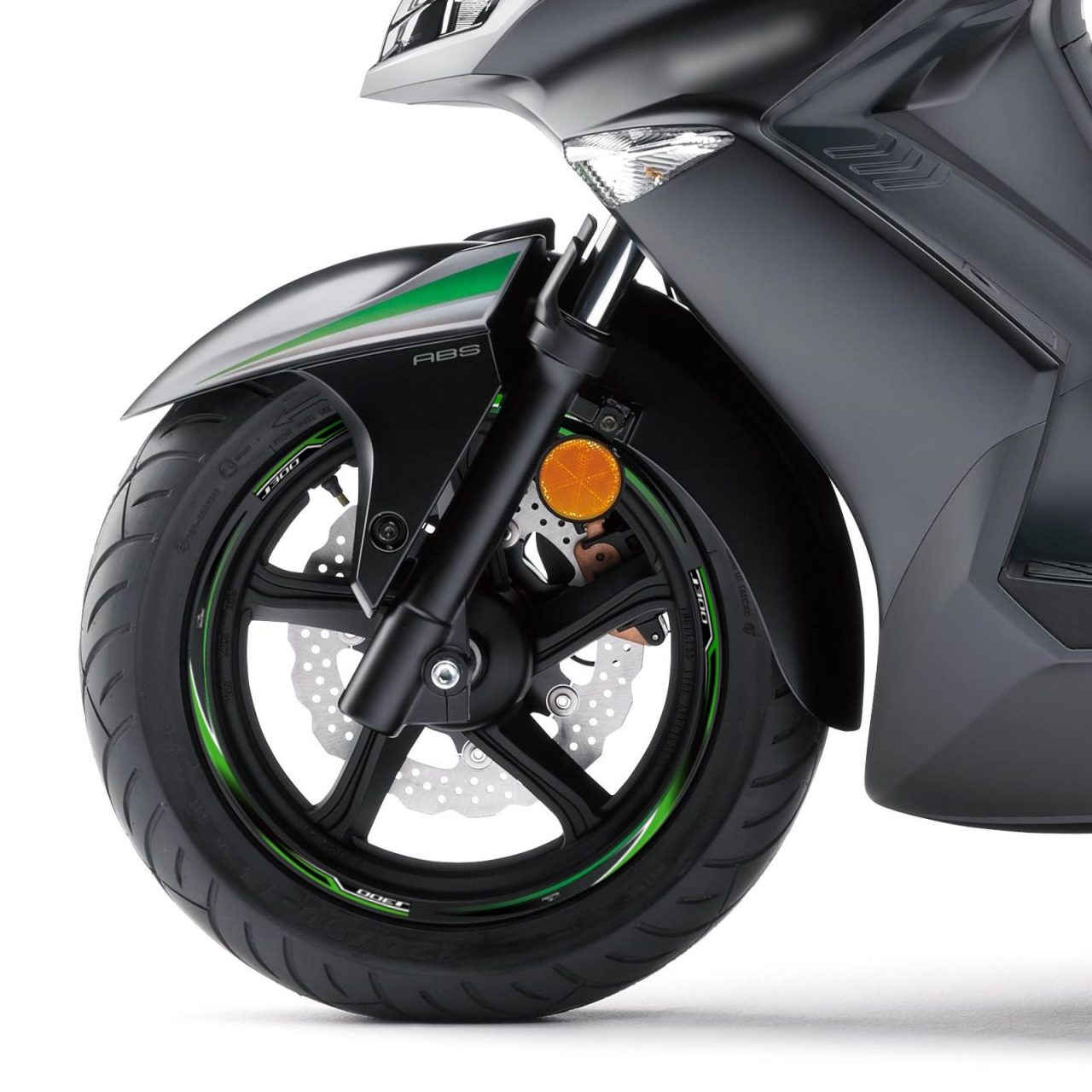 Adesivi 3D compatibili con Kawasaki J300 Cerchi 13" e 14" Verde - immagine 2