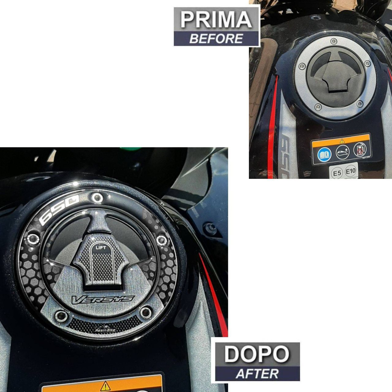 Pegatinas 3D compatibles con Kawasaki Versys 650 2017-2021  Tapon Deposito Plata - Imagen 3