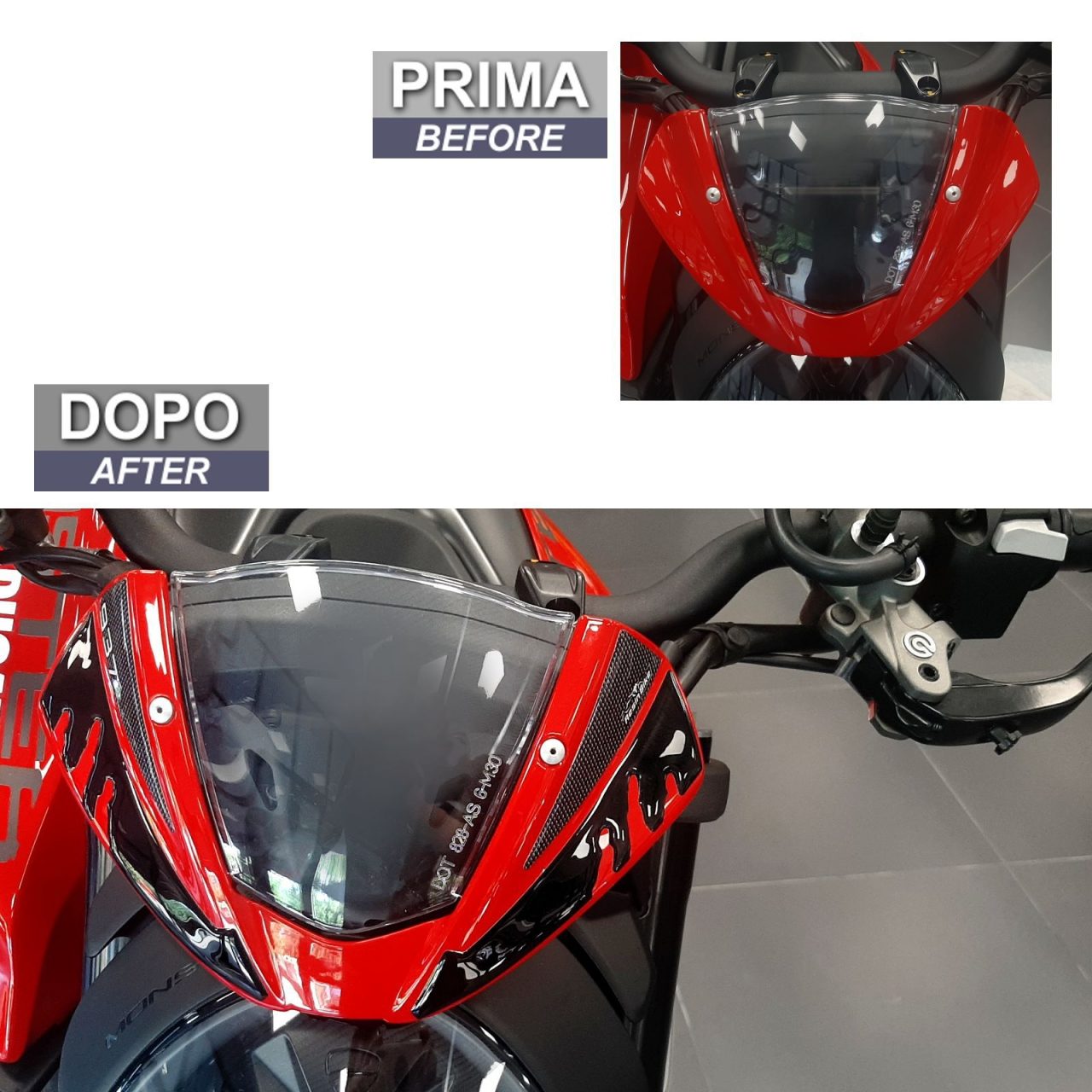 Adesivi 3D compatibili con Ducati Monster 937 2021-2023 Protezione Cupolino - immagine 3