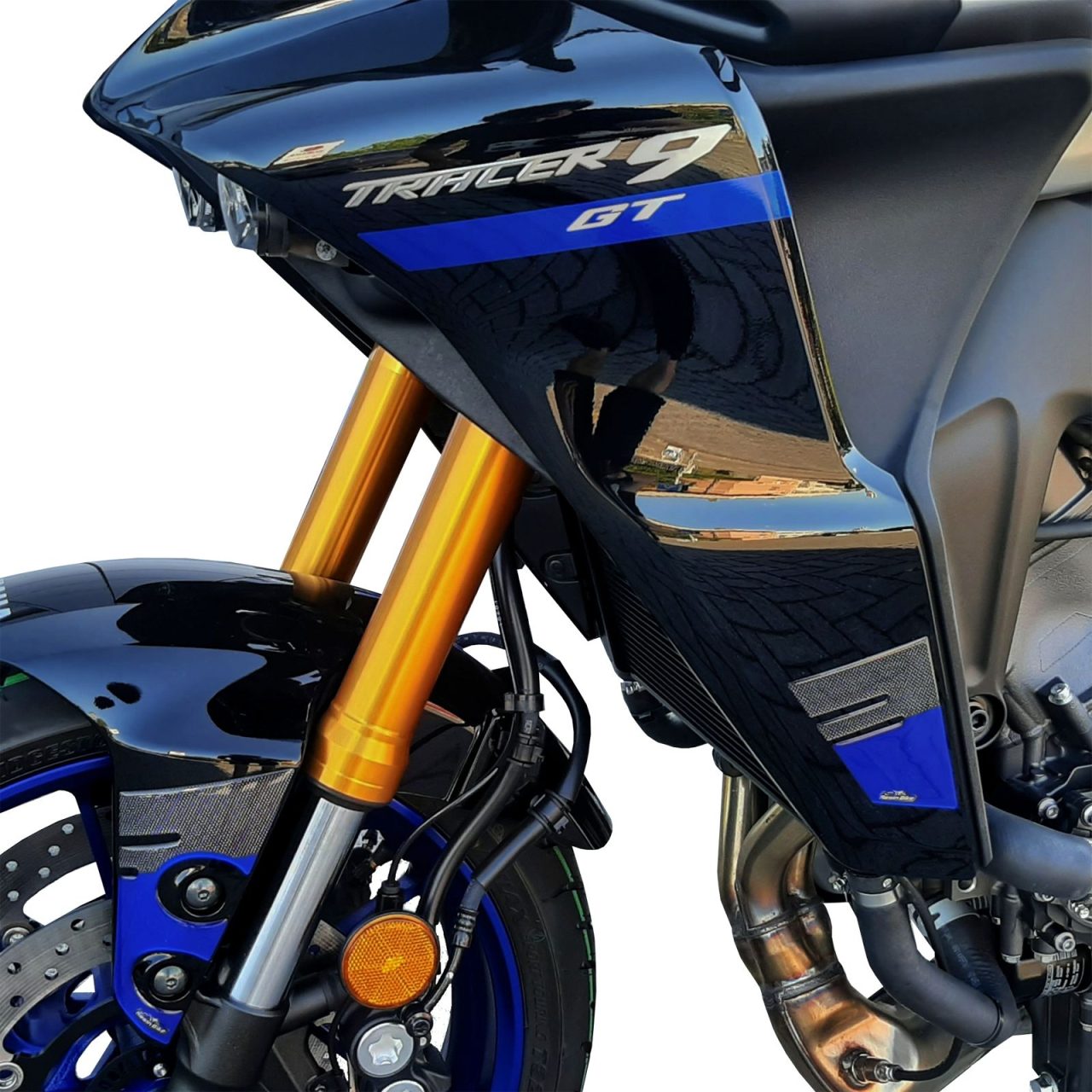 Aufkleber 3D Motorrad Kompatibel mit Yamaha Tracer 9 2021 Kotflügelstützen Blau – Bild 4