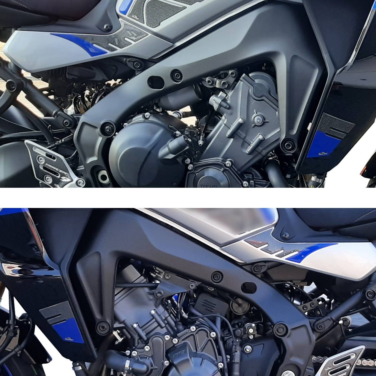 Autocollant Moto 3D compatibles avec Yamaha Tracer 9 2021 Latérales Bleu